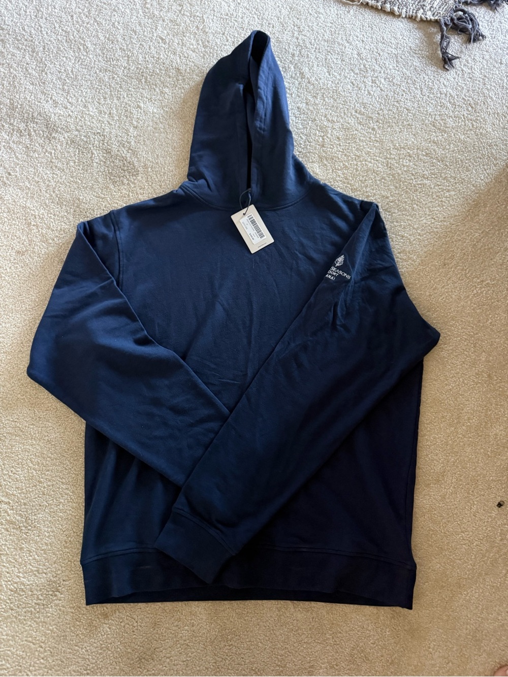Men's Crewneck Hoodie in Navy Blue - Lightweight Pullover